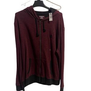 Men’s Burgundy/Black Express XXL Fleece Hoodie Brand new with tags